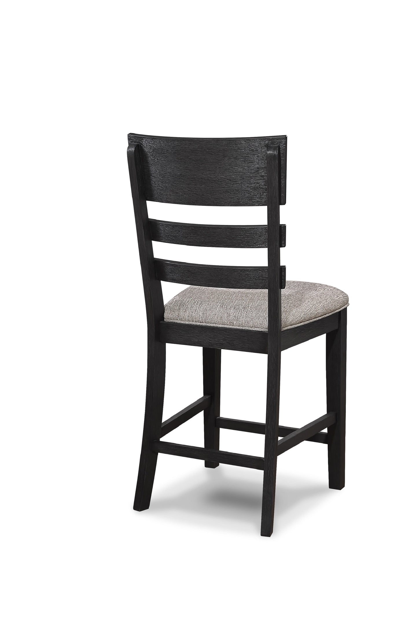Dark gray oak wood dining chair with textured gray seat