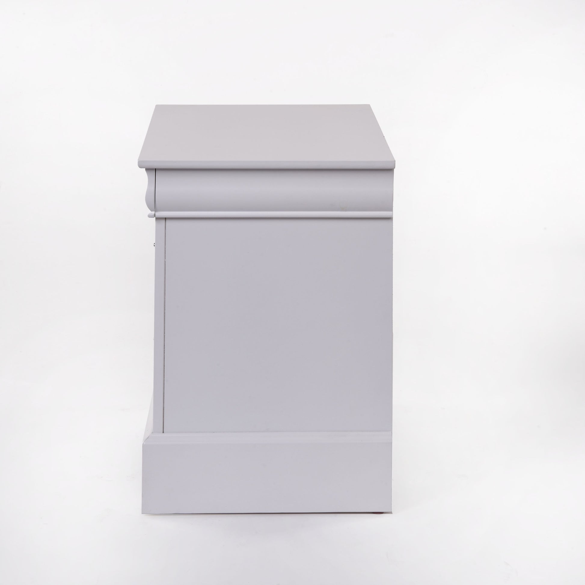 Grey painted wood sideboard with elegant molding detail