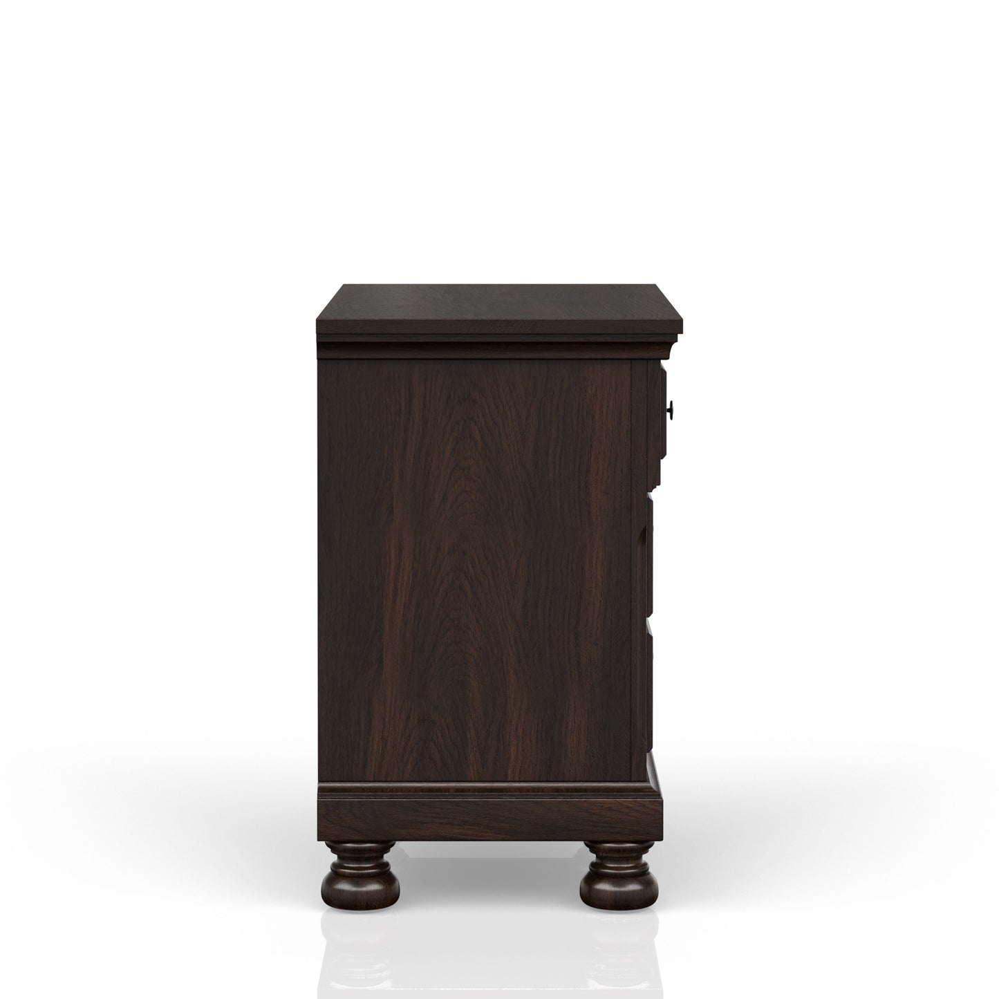 Dark wood dresser with carved legs and ornate drawer pulls