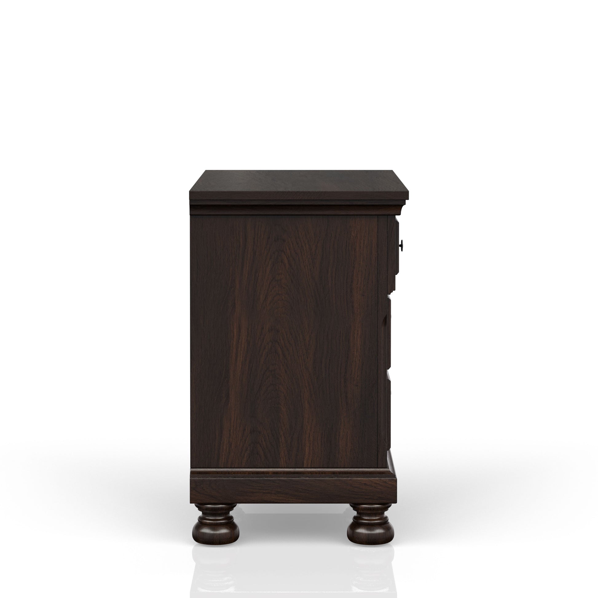 Dark wood dresser with carved legs and ornate drawer pulls