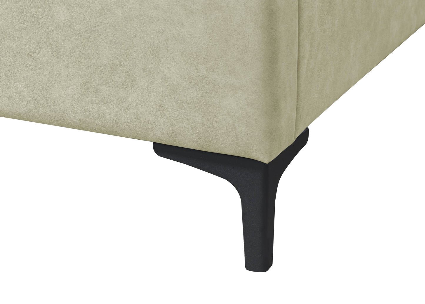 Beige suede sofa corner with modern black legs