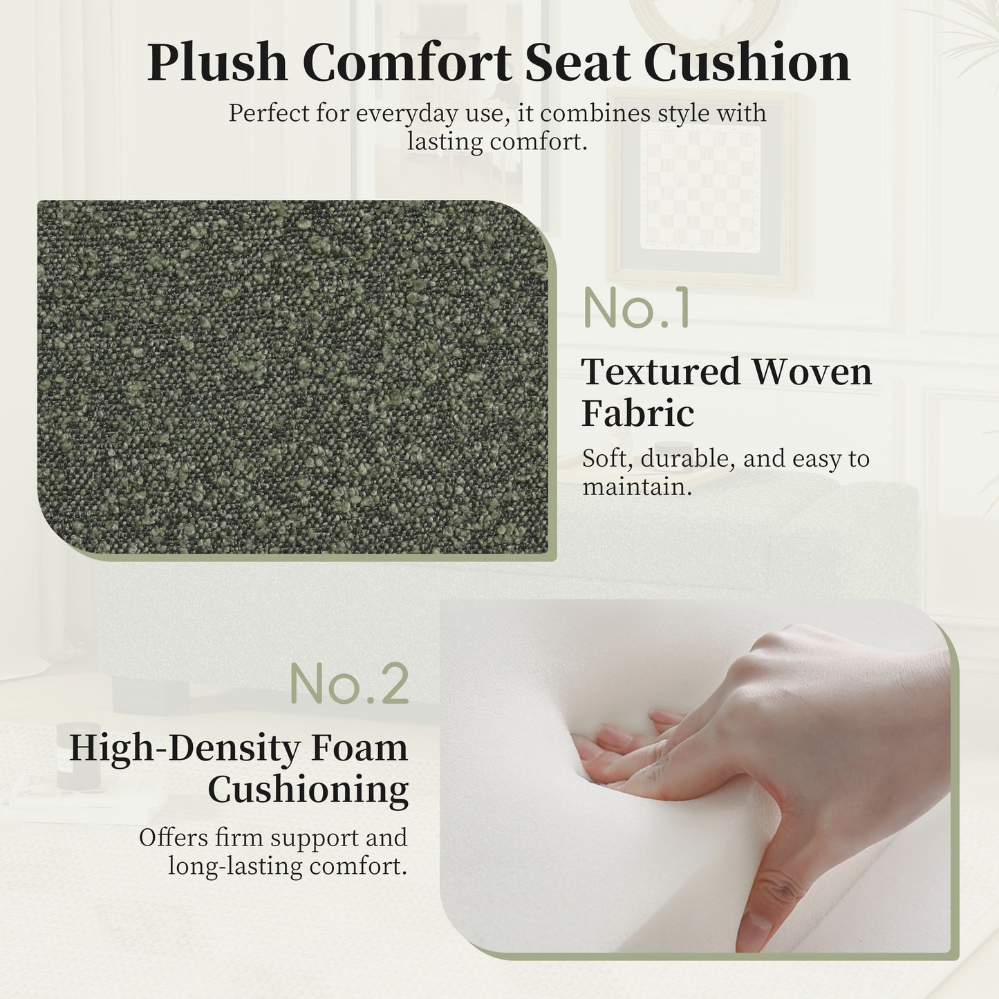 Textured woven fabric seat cushion closeup