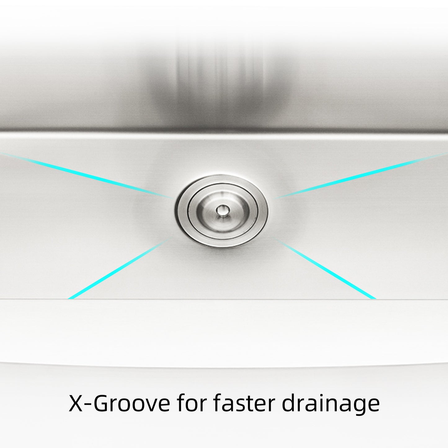 Stainless steel sink drain with XGroove design for faster drainage