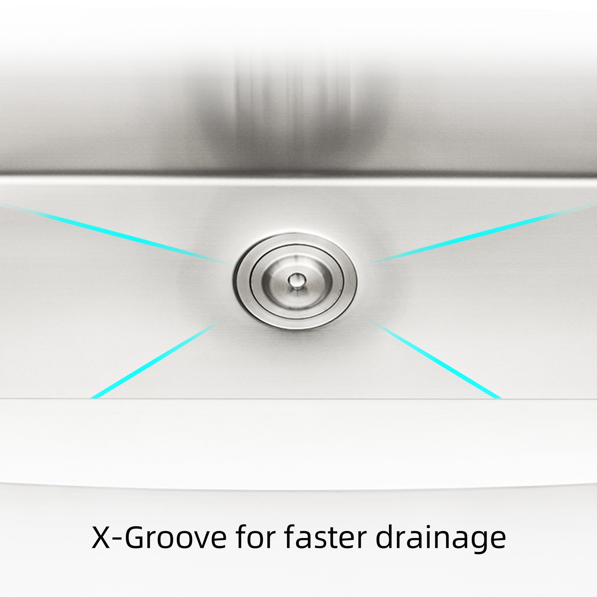 Stainless steel sink drain with XGroove design for faster drainage