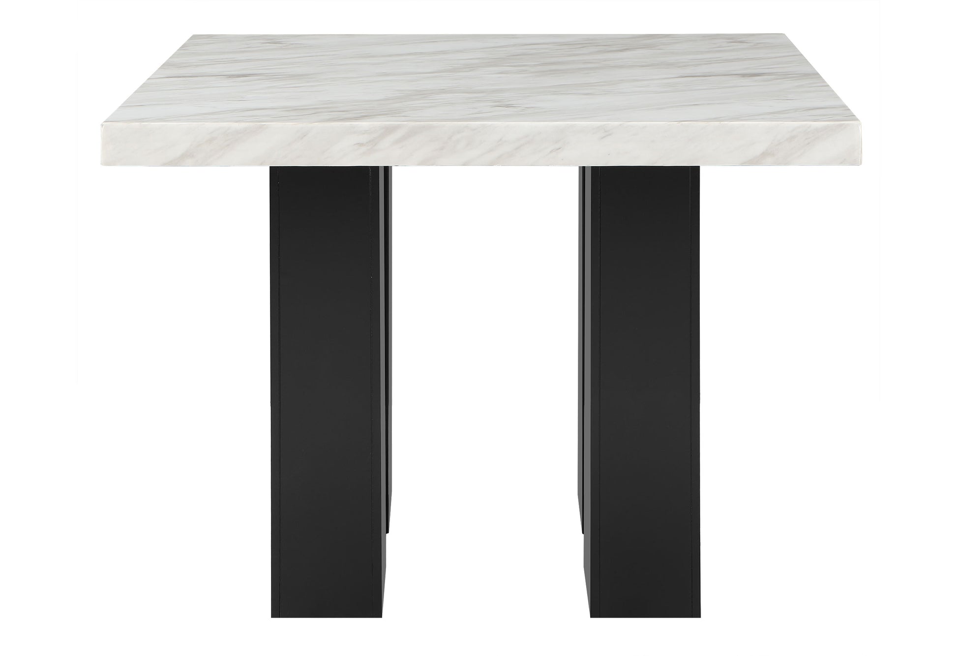 Modern marble top side table with black metal legs