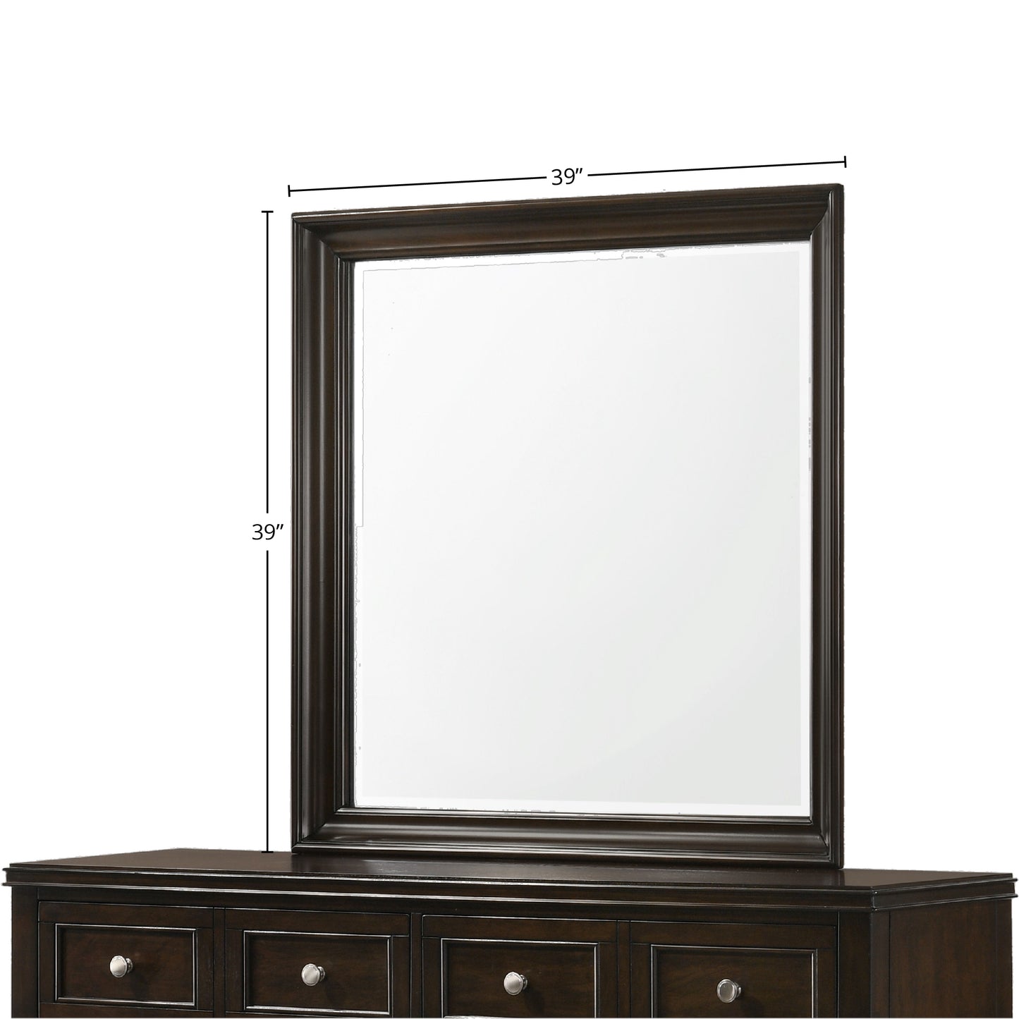 Dark brown wood framed mirror