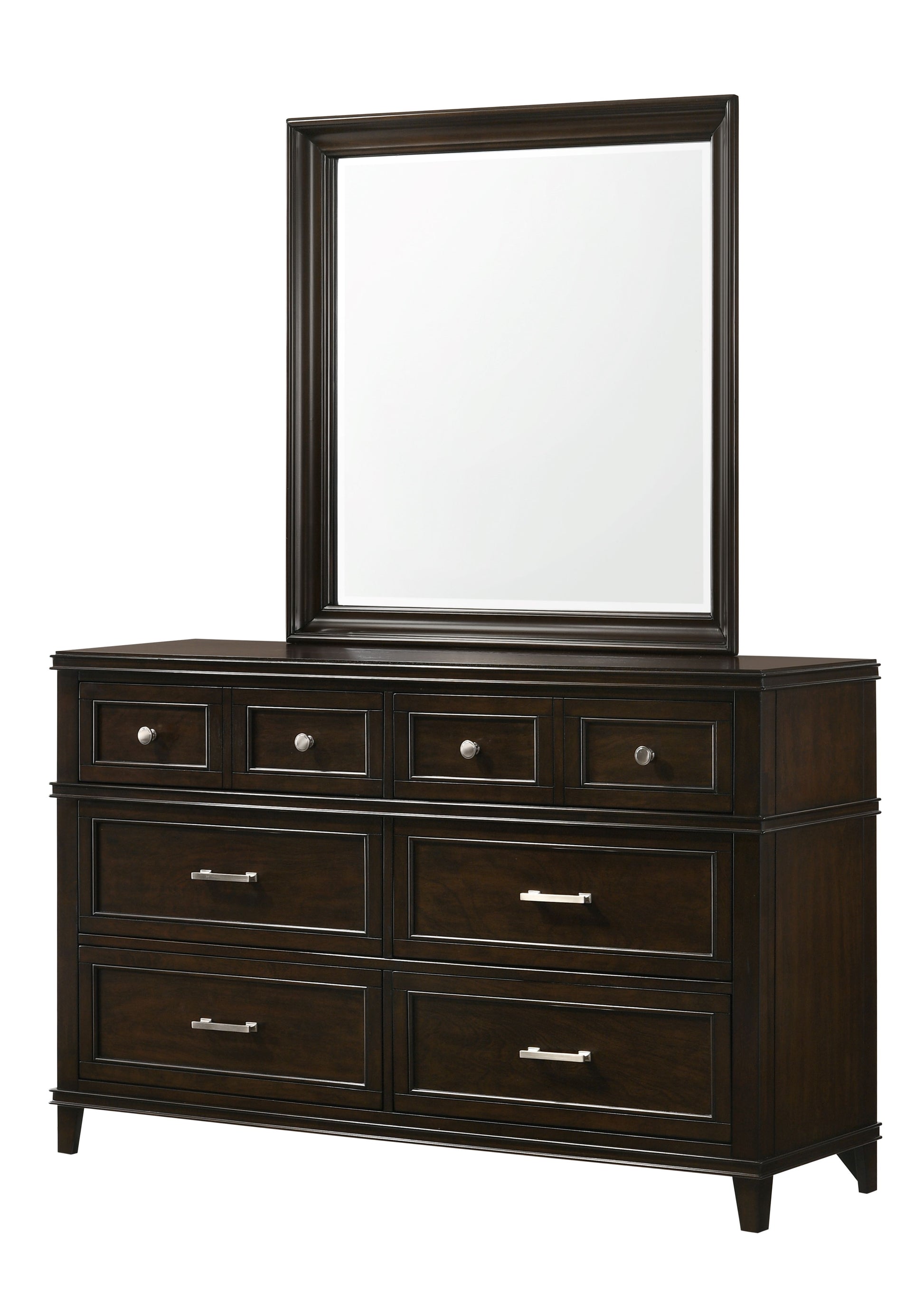 Dark wood dresser with mirror