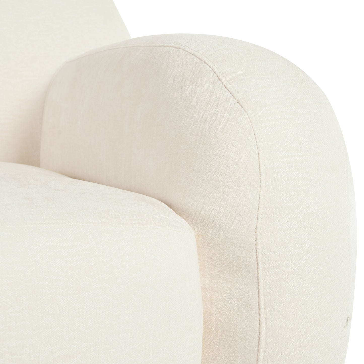 Cream boucle fabric armchair armrest detail