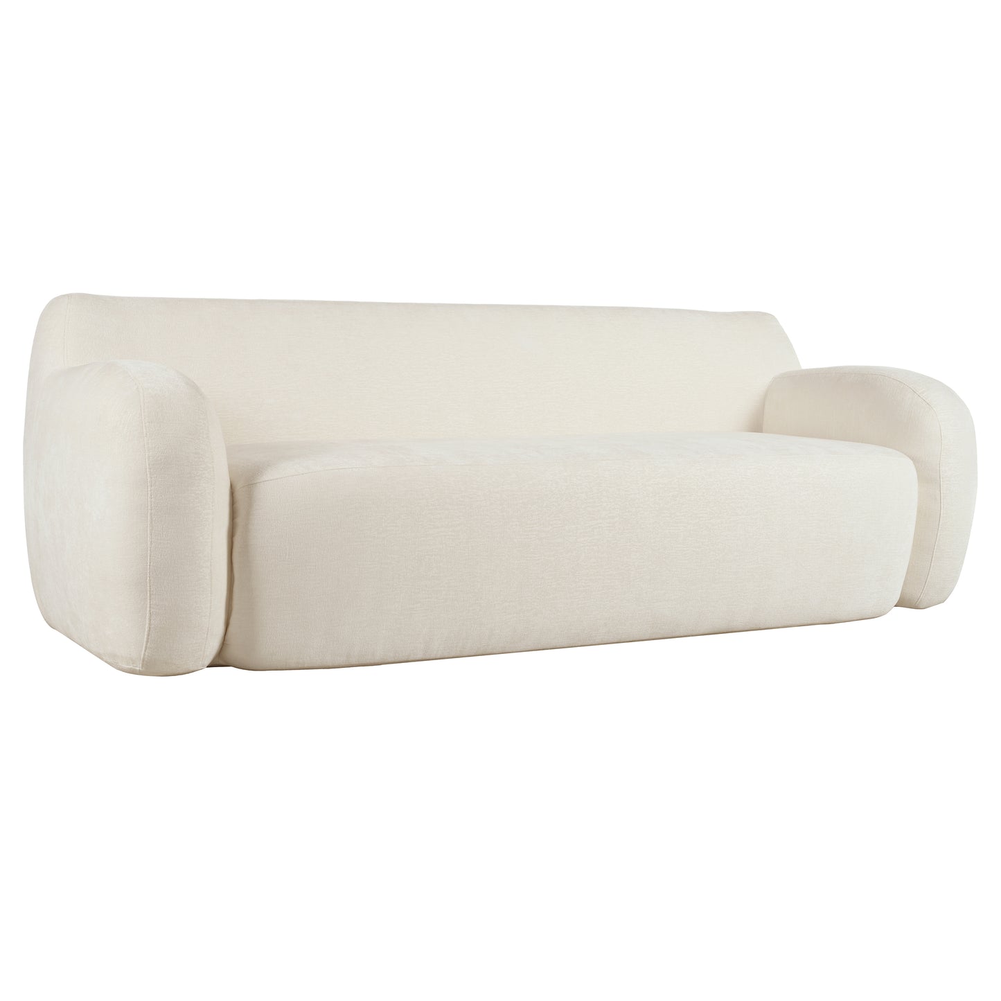 Cream boucle fabric sofa with rounded arms