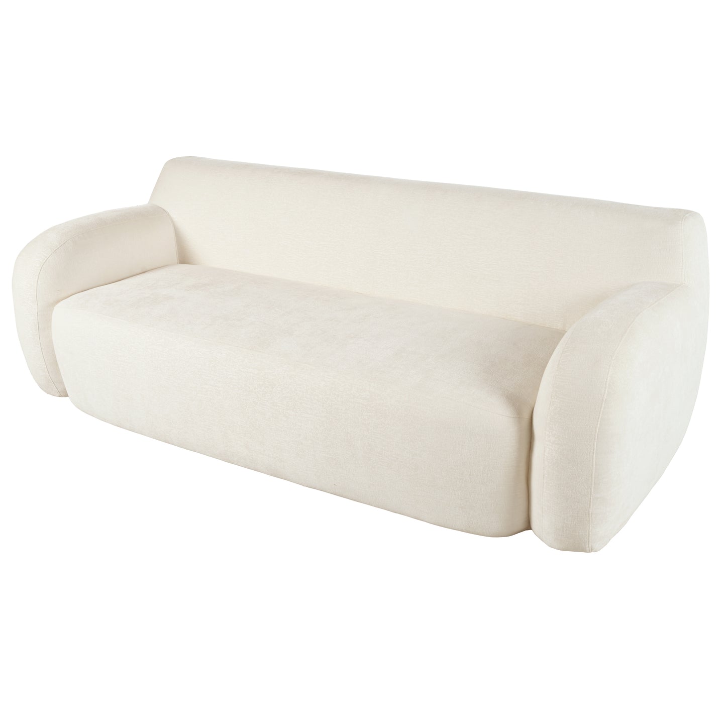 Cream boucle fabric modern sofa with rounded arms