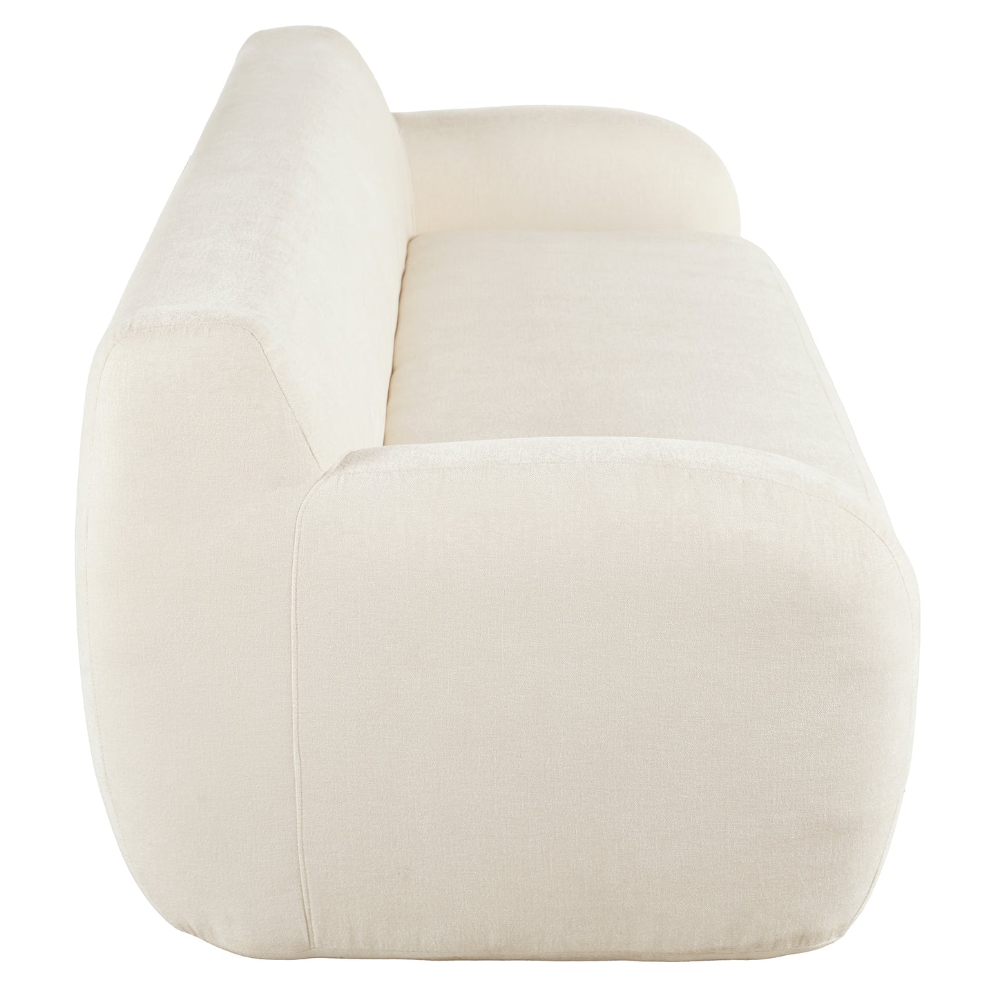 Cream textured fabric sofa with rounded arms