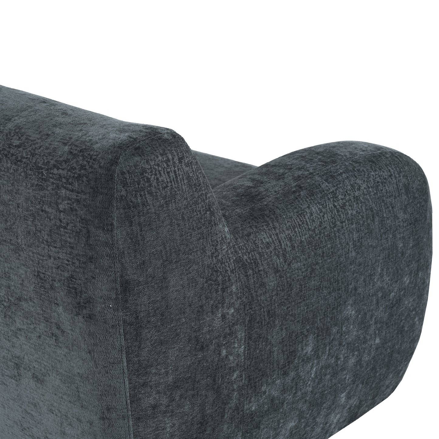 Dark gray textured velvet armchair closeup
