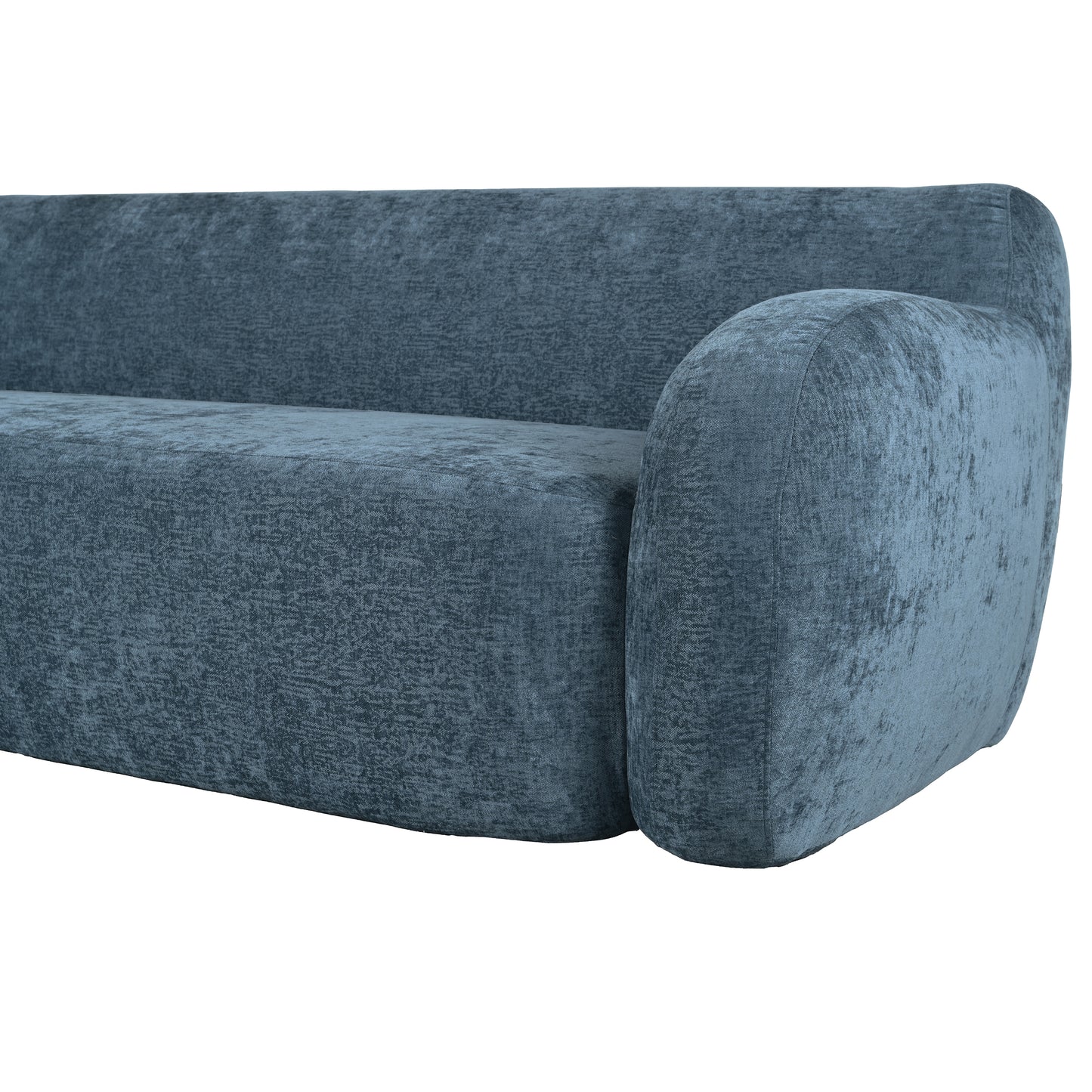 Deep blue velvet modern sofa with rounded armrest