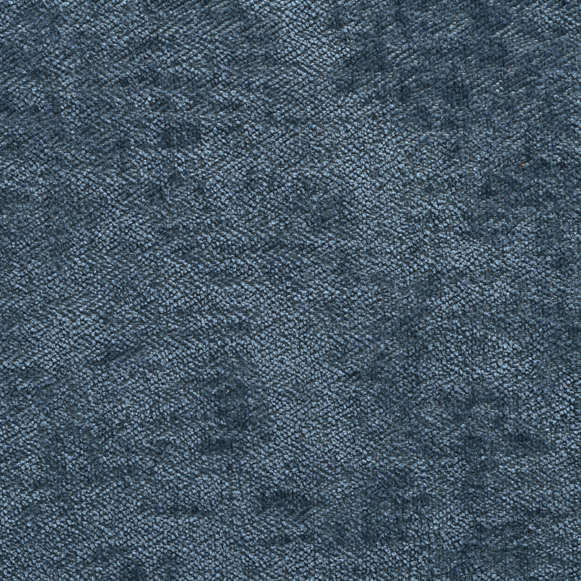 Textured dark blue chenille fabric swatch with a subtle herringbone pattern