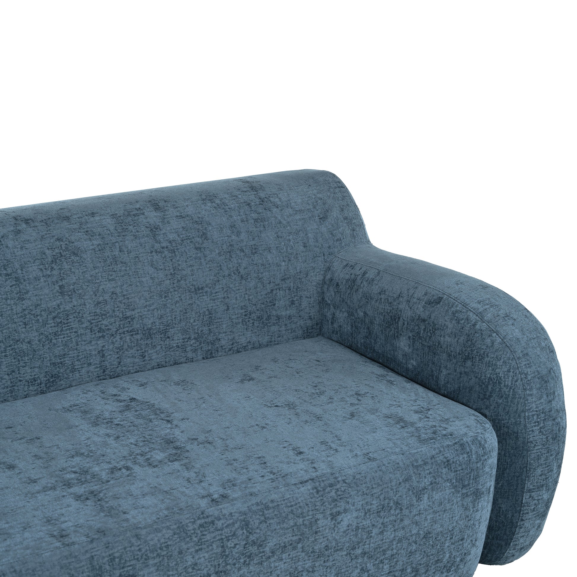 Textured blue velvet sofa closeup