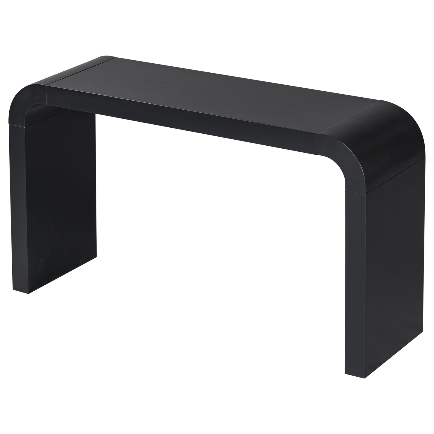Sleek black console table with waterfall edges perfect for entryways
