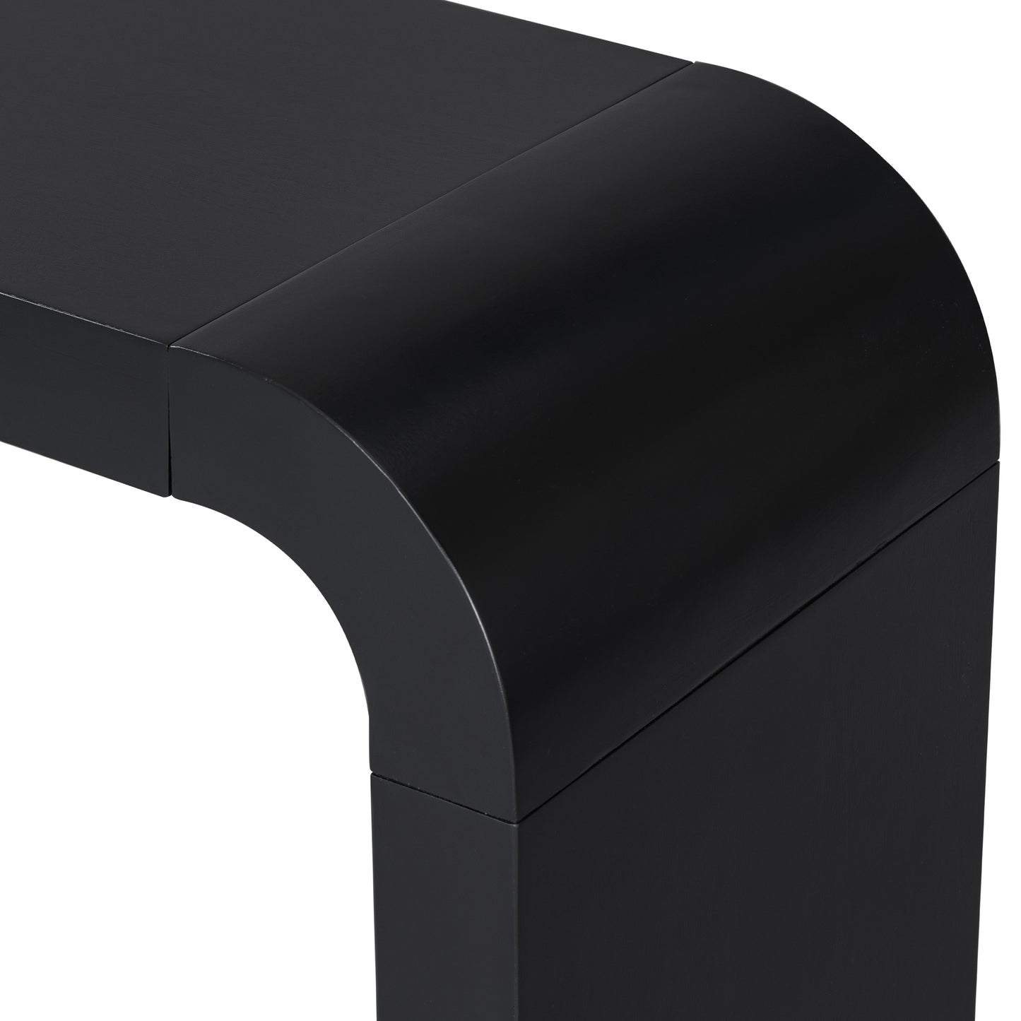 Black modern console table with curved edges
