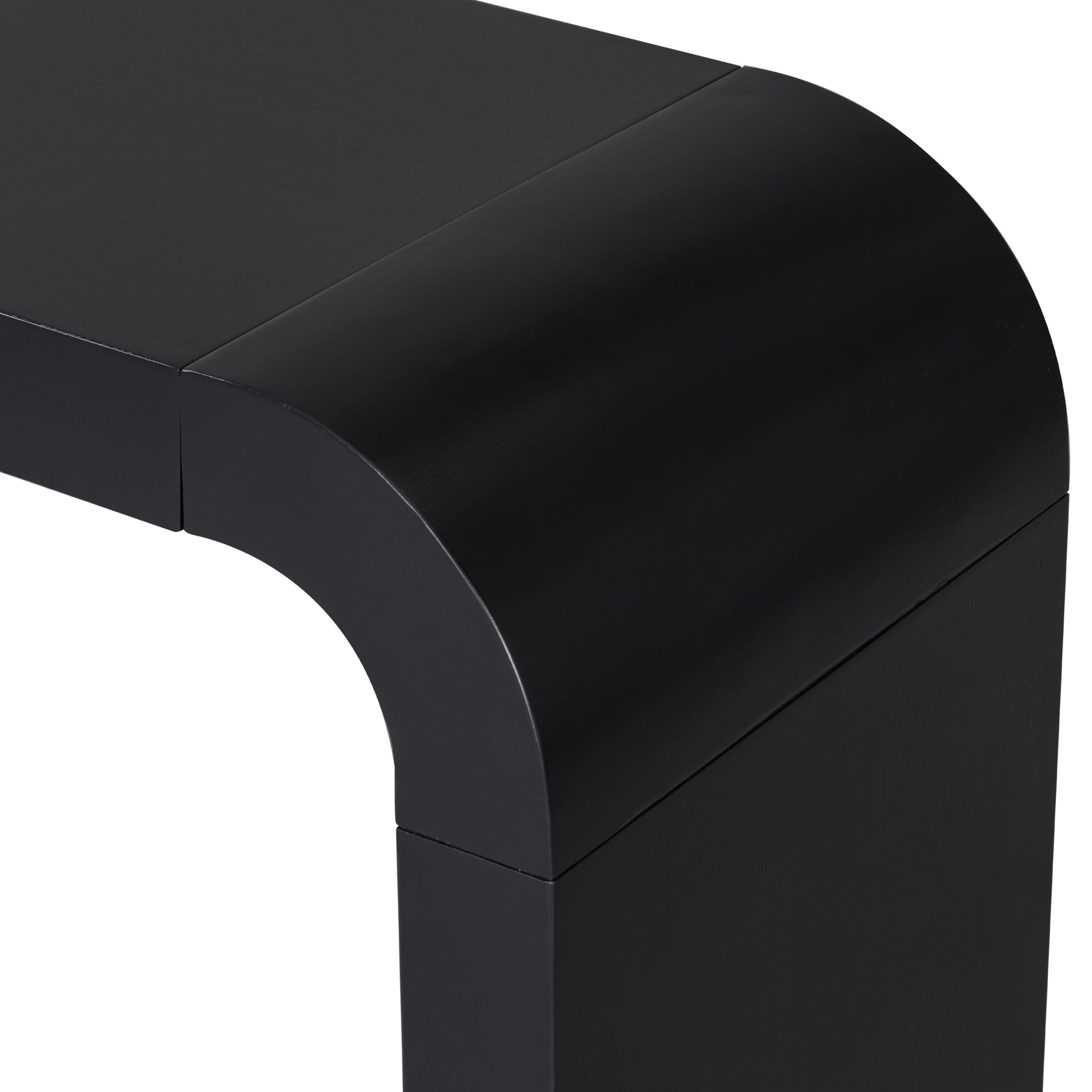 Black modern console table with curved edges