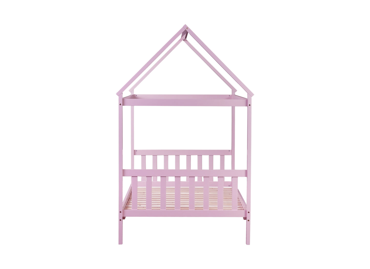 Pink wooden house bed frame for children