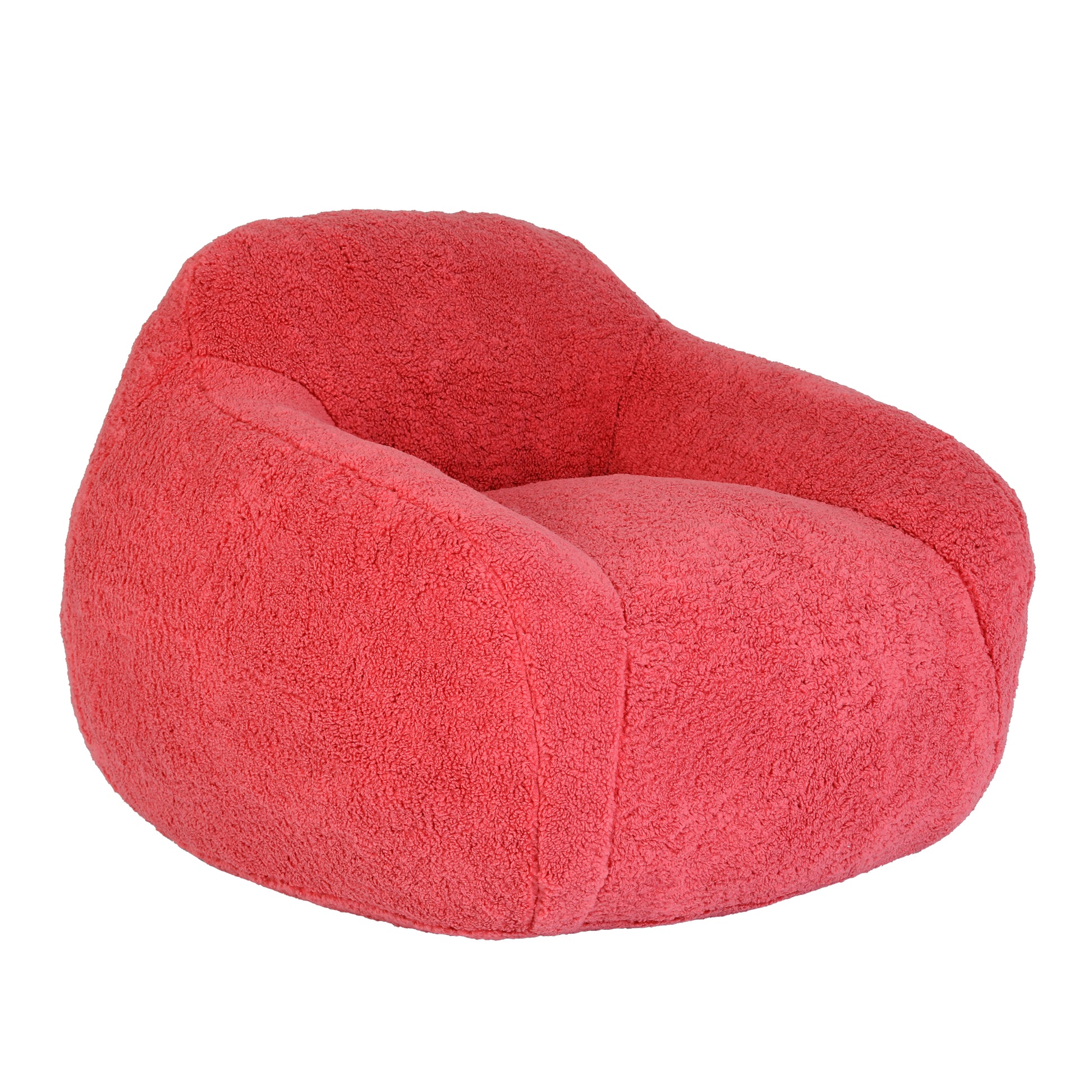 Coral teddy fabric bean bag chair with plush texture