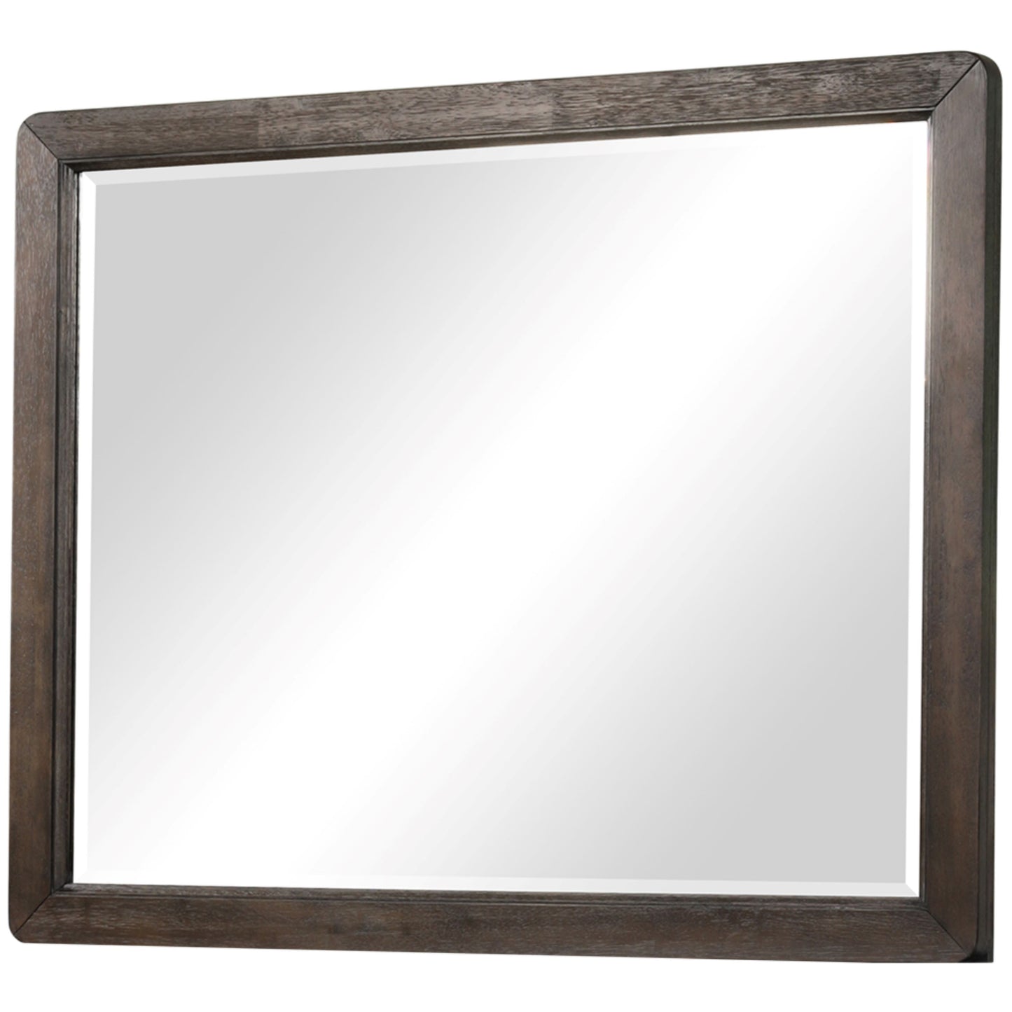 Dark wood rectangular mirror with beveled glass