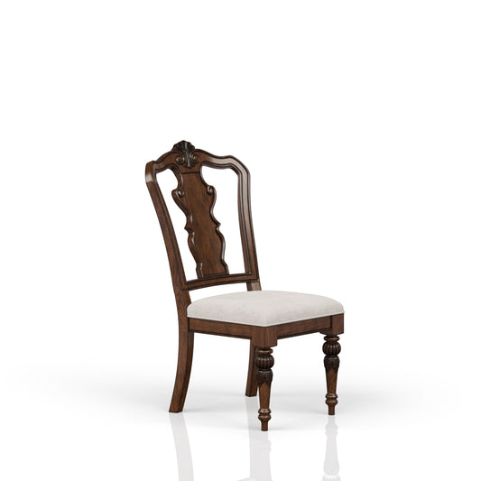 TREATLIFE HOME Mahogany Traditional Side Chair with Upholstered Seat, Solid Wood Construction, Elegant Queen Anne Design