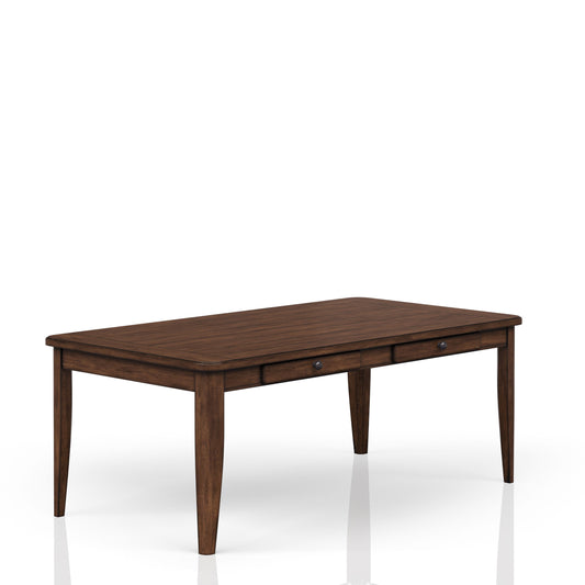 Dark wood dining table with three drawers