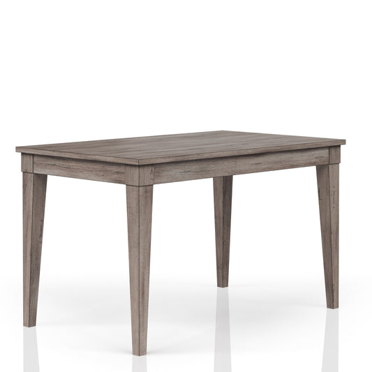 Gray wash wood dining table with tapered legs