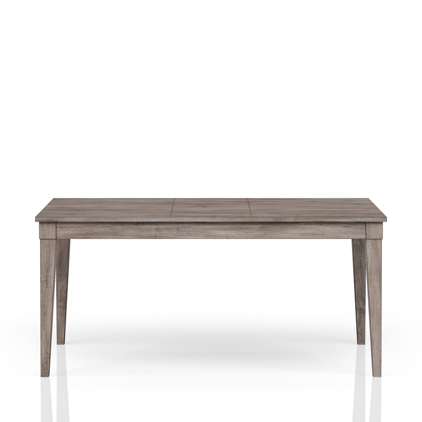 Rustic grey wood dining table with tapered legs