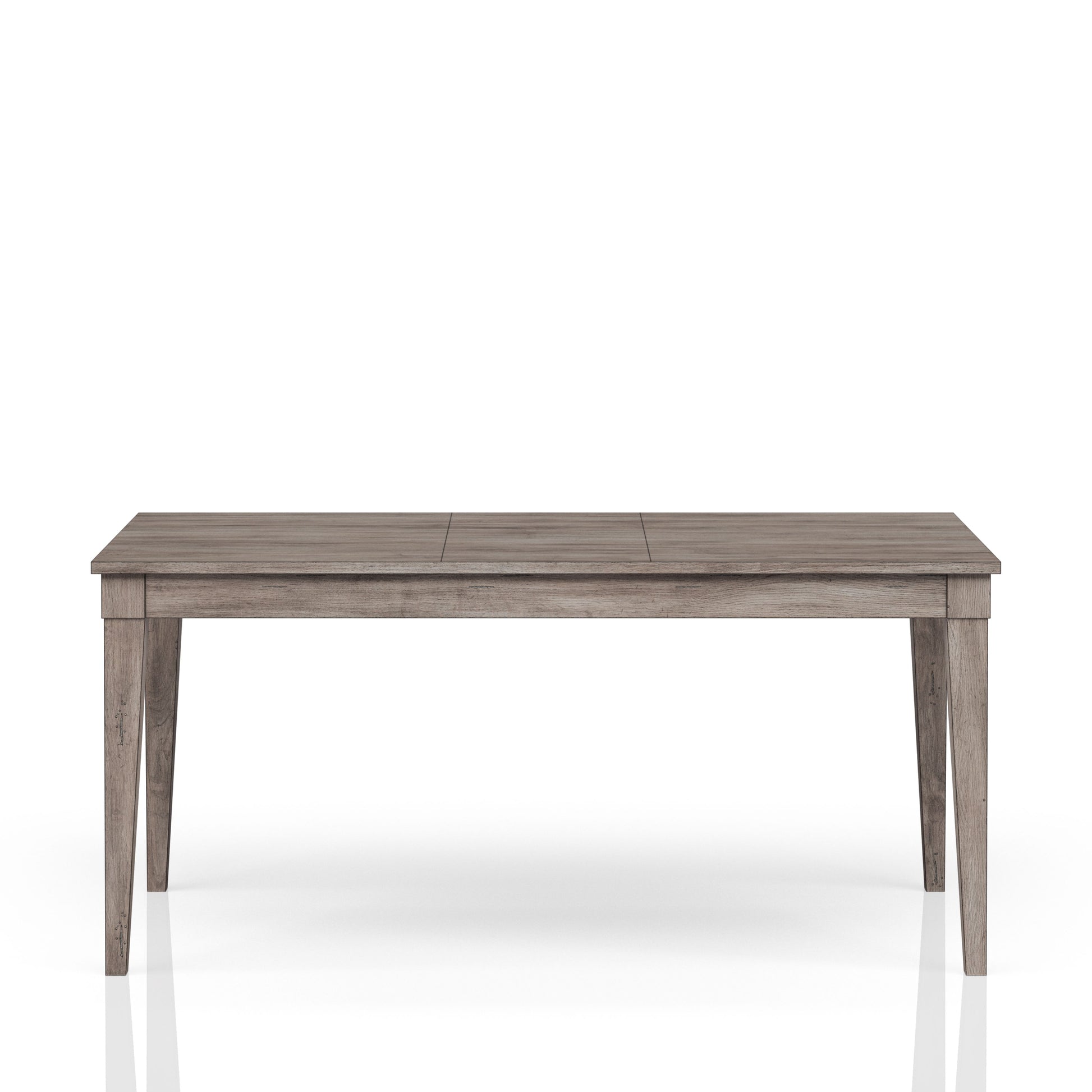 Rustic grey wood dining table with tapered legs