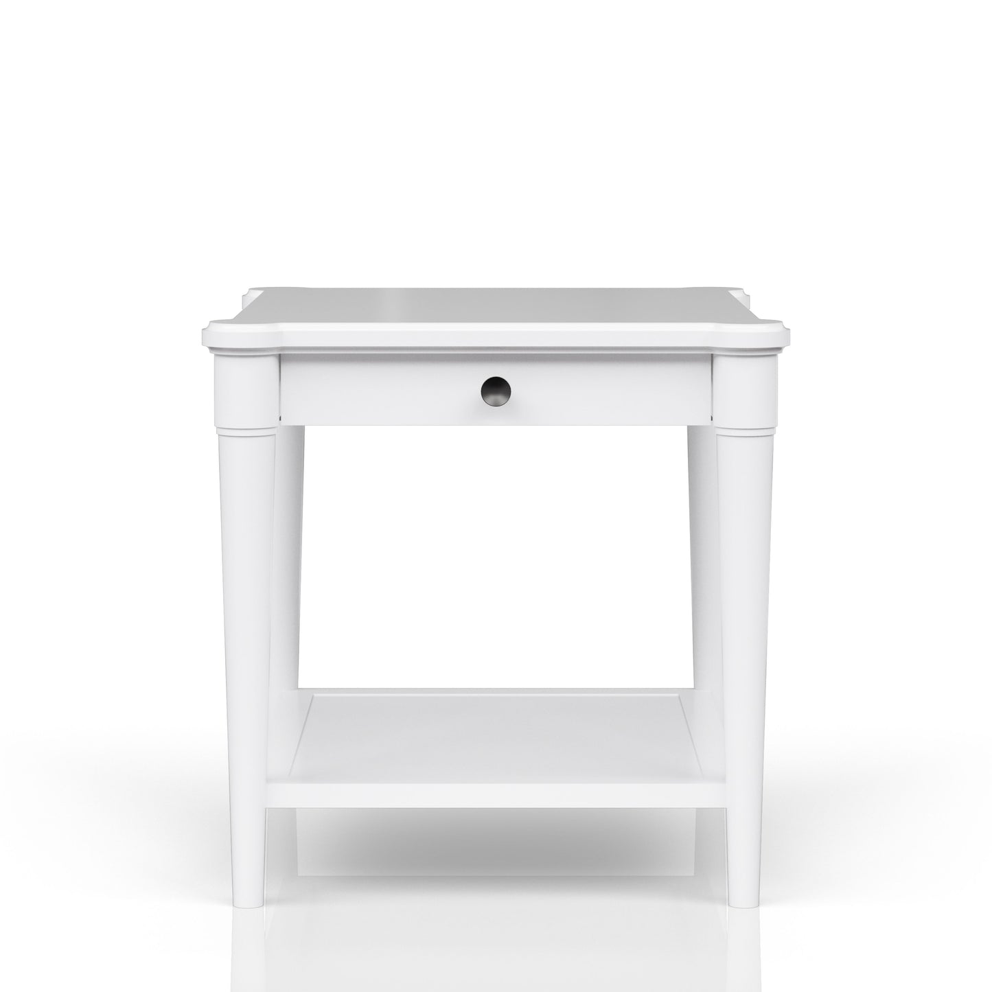 White wood accent table with drawer