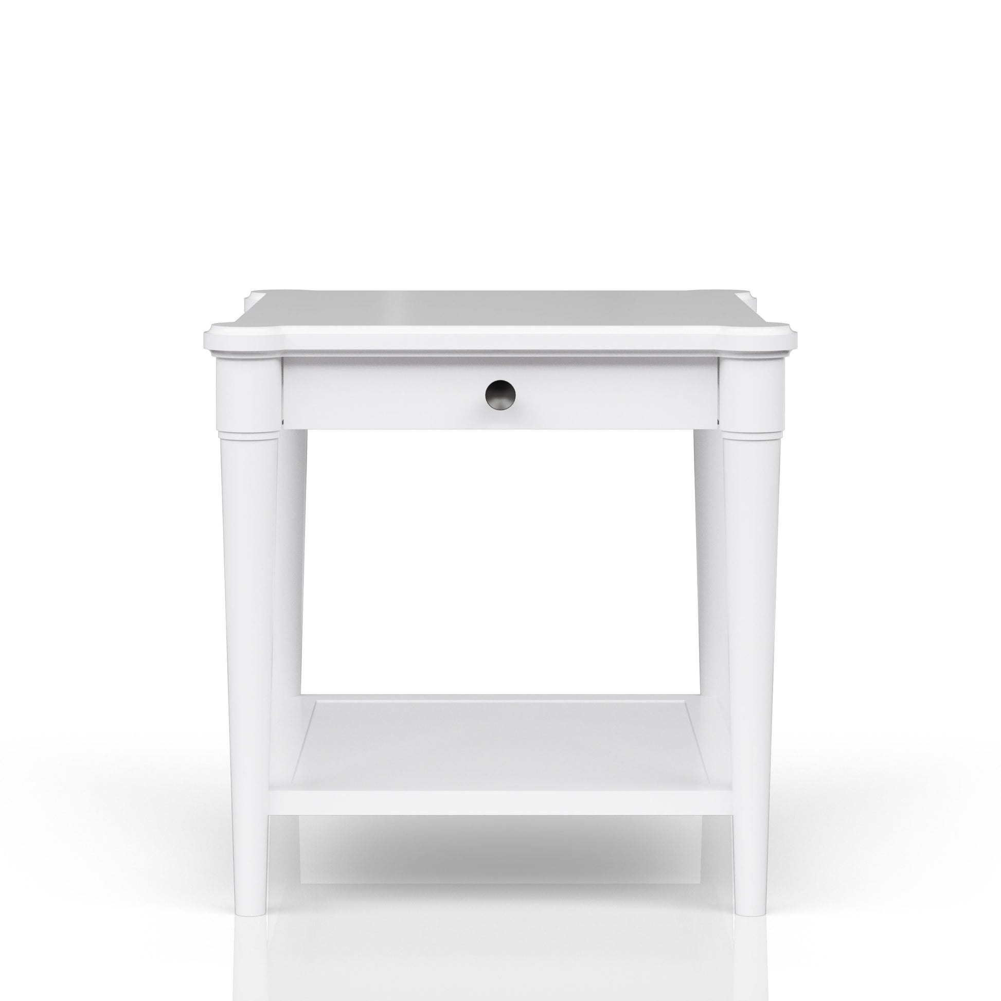 White wood accent table with drawer