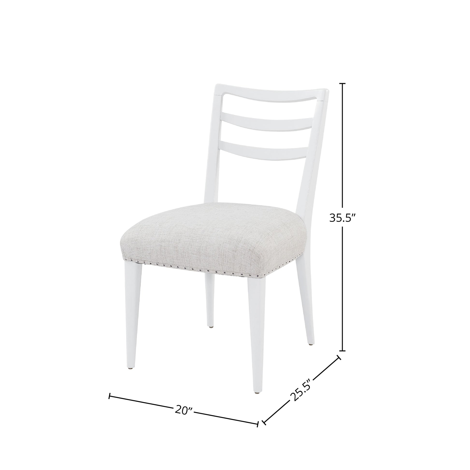 White ladderback dining chair with upholstered seat
