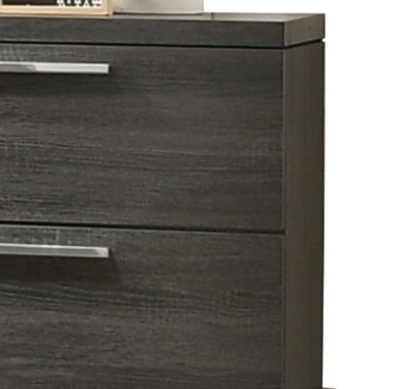 Dark grey twodrawer dresser with silver handles
