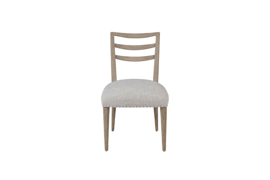 Rustic wood dining chair with upholstered seat