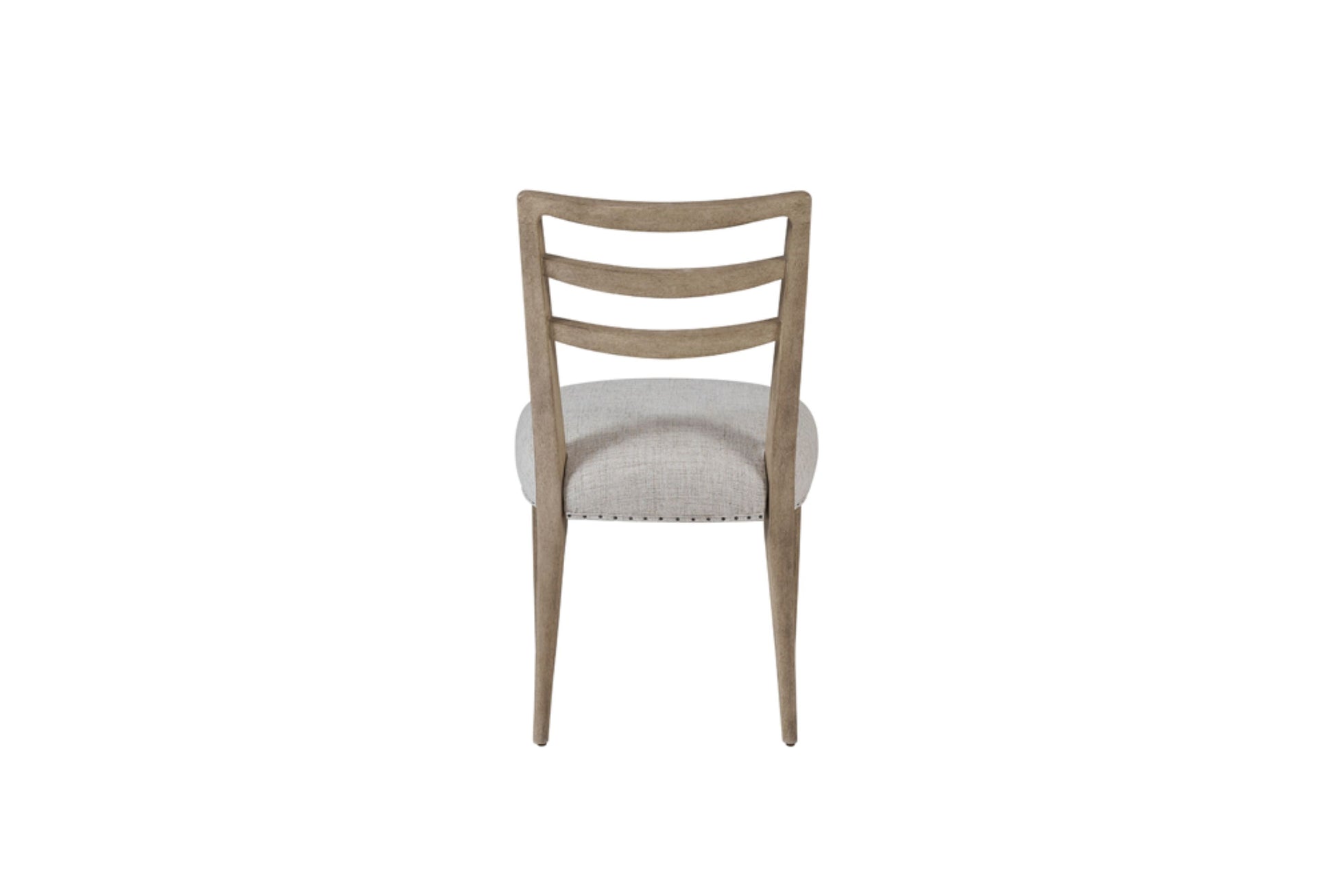 Rustic wooden dining chair with upholstered seat and ladder back design