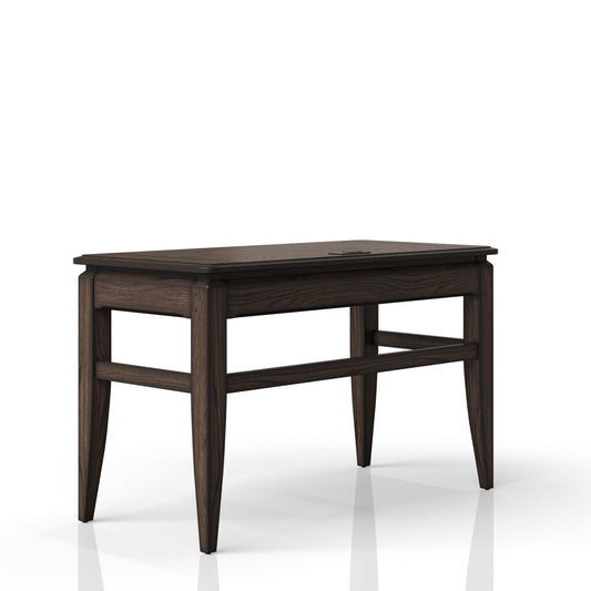 Dark oak vanity desk with tapered legs