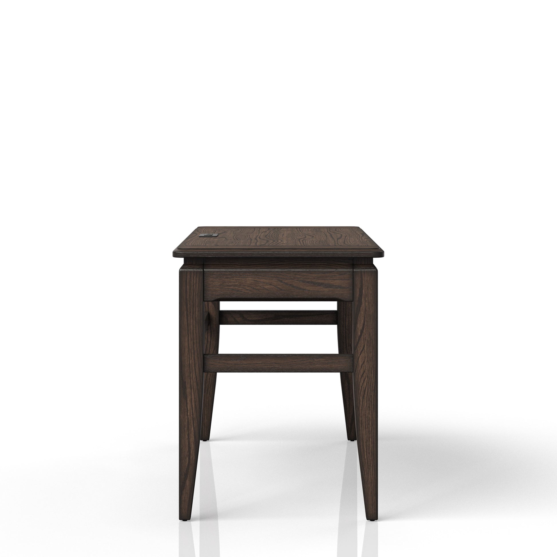 Dark oak wood end table with simple modern design