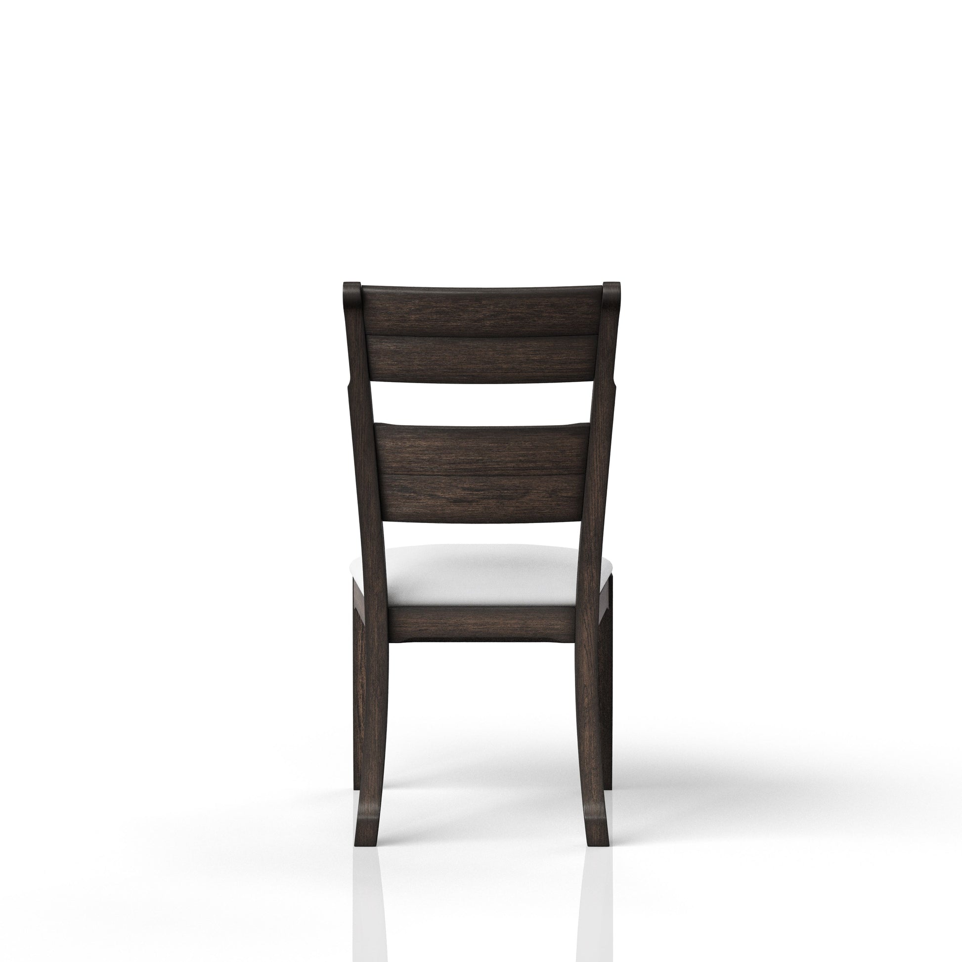 Dark wood dining chair with white upholstered seat