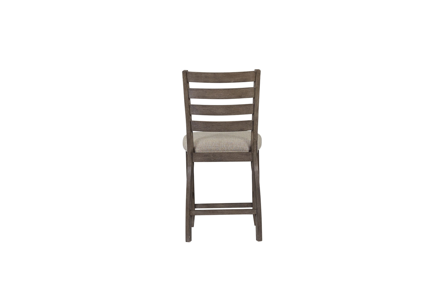 Rustic wooden bar stool with upholstered seat