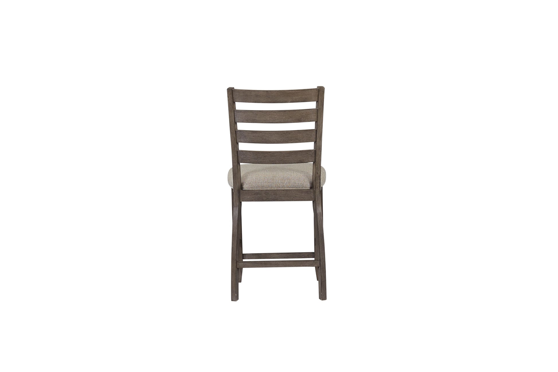 Rustic wooden bar stool with upholstered seat