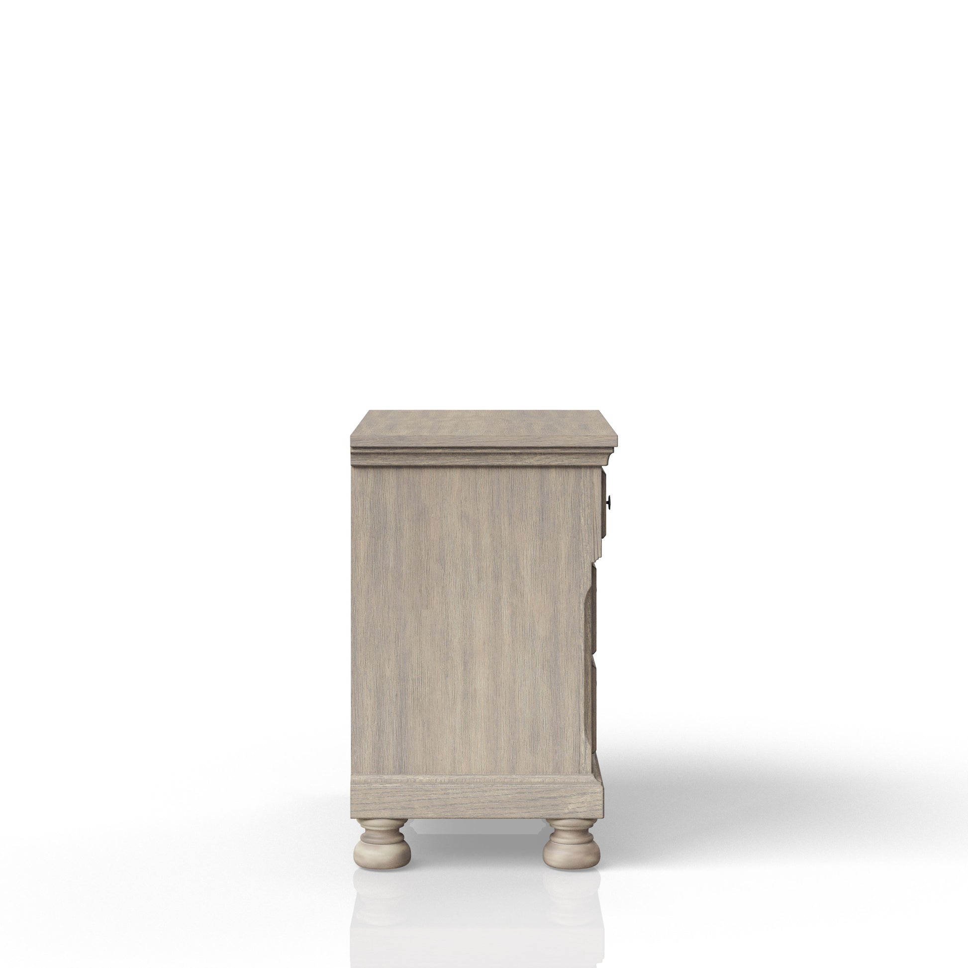 Light oak wood nightstand with carved legs