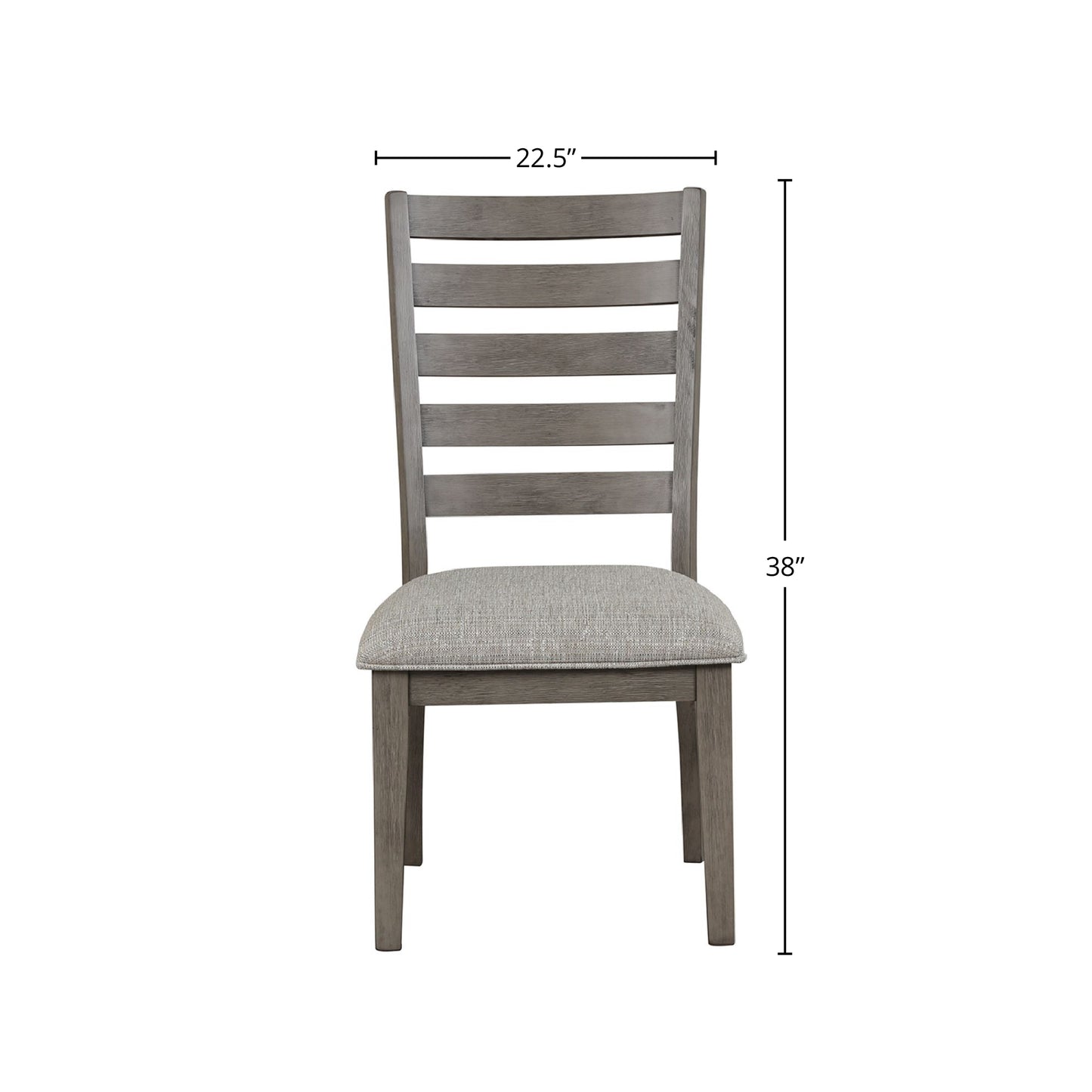 Gray ladder back dining chair with upholstered seat