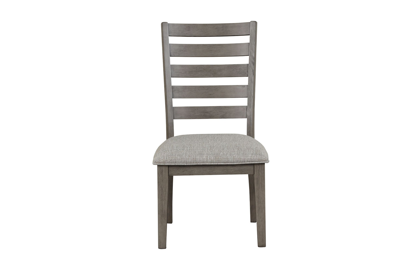 Rustic grey wood dining chair with upholstered seat