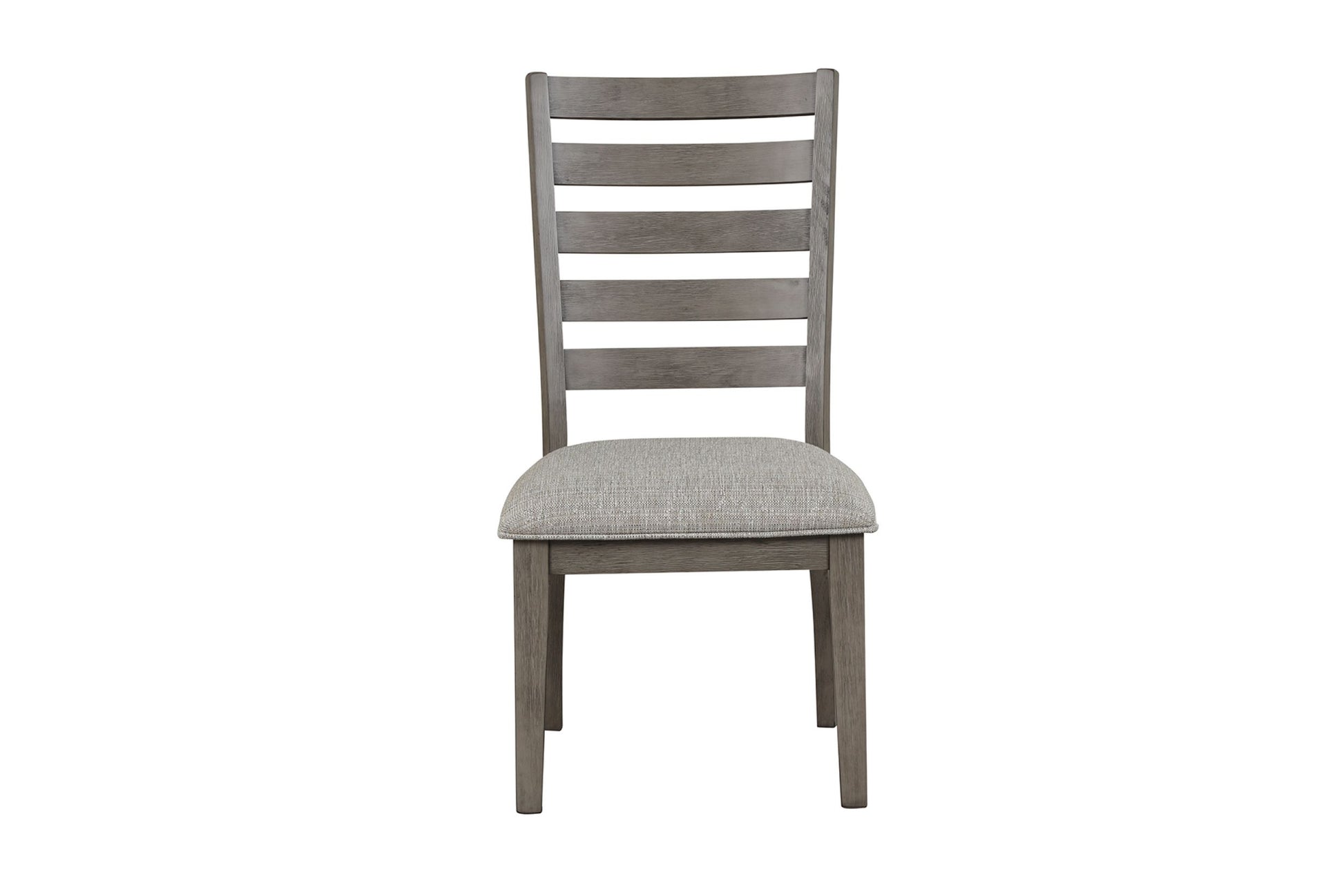 Rustic grey wood dining chair with upholstered seat