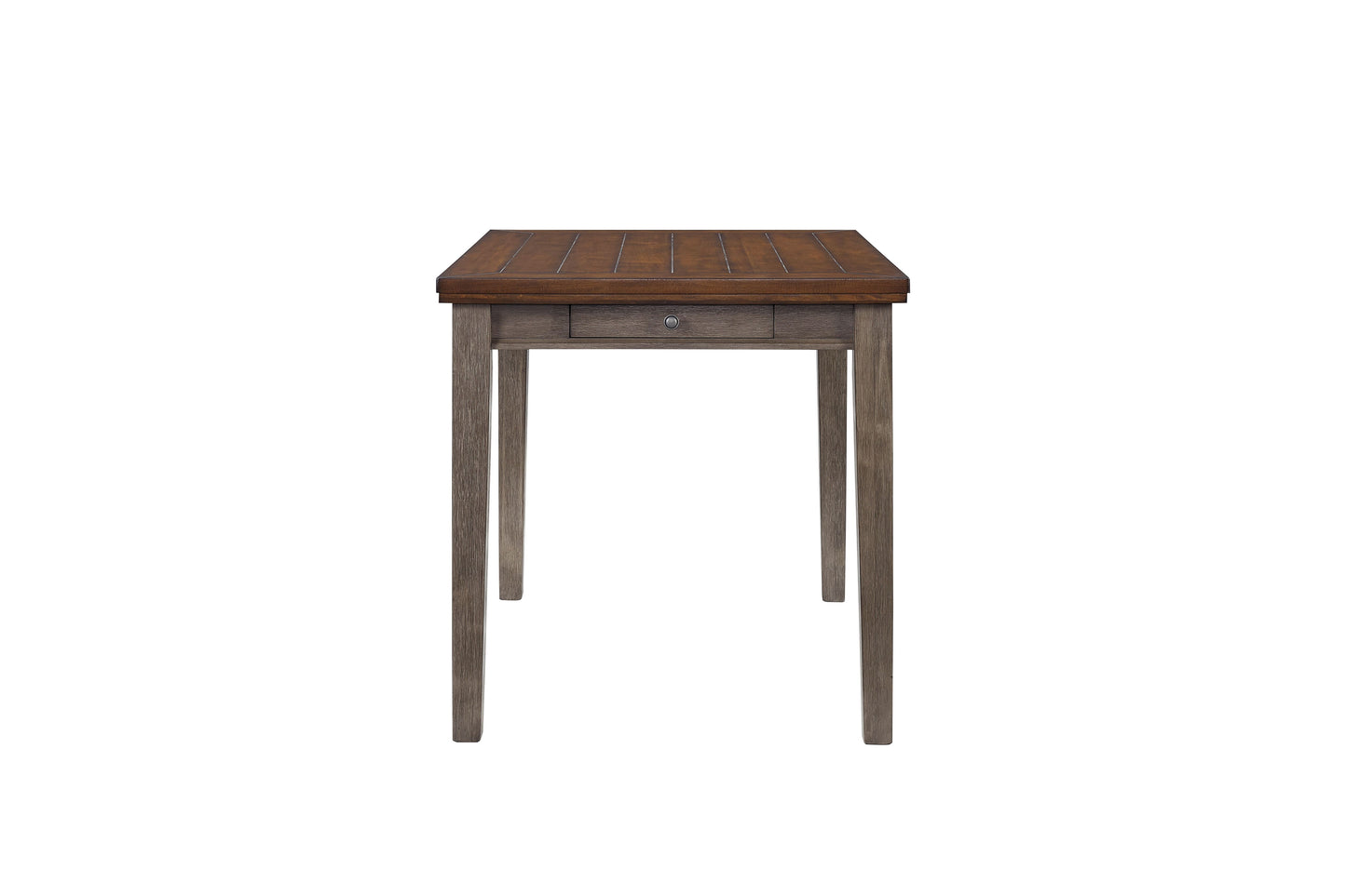 Rustic wood accent table with a single drawer and planked top