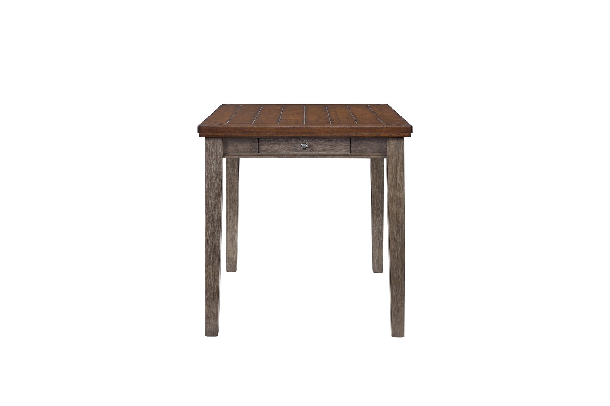 Rustic wood accent table with a single drawer and planked top
