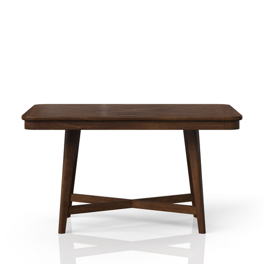 Dark wood dining table with distinctive grain pattern