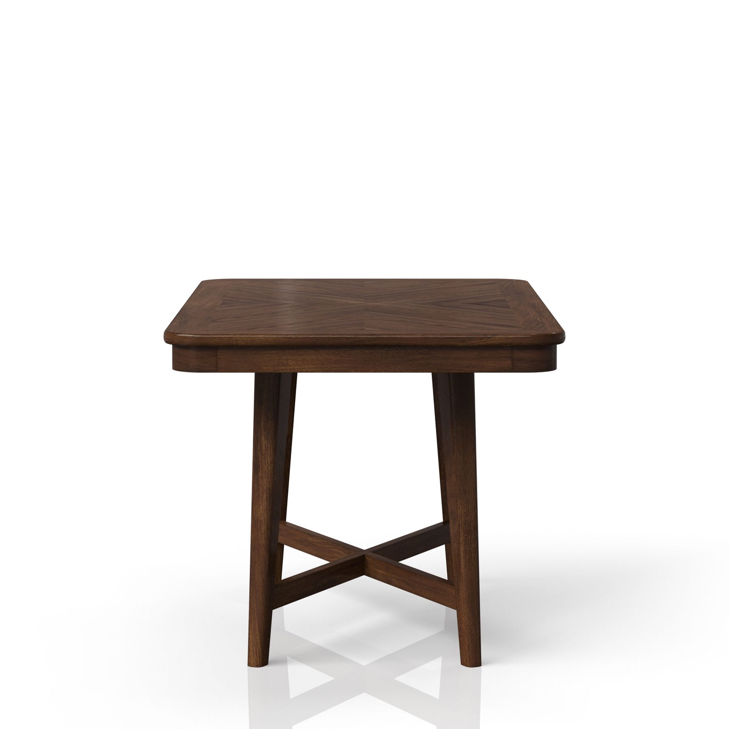 Small square walnut wood end table with crossleg base