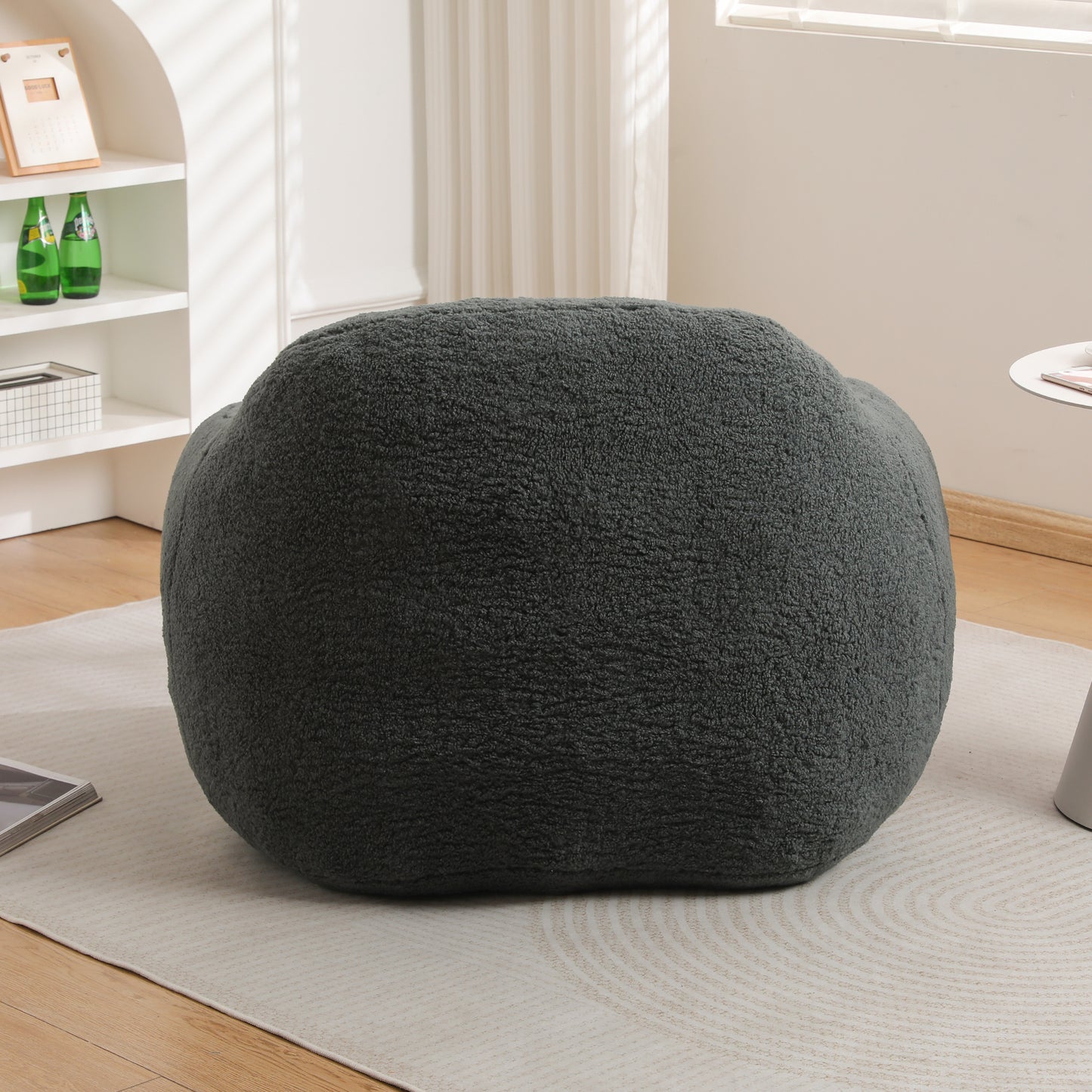 Dark grey textured bean bag chair
